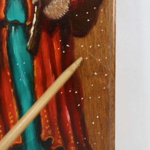 Vintage Old World Father Christmas Hand Painted Wood Plaque Santa Claus Dekan - Picture 5 of 8